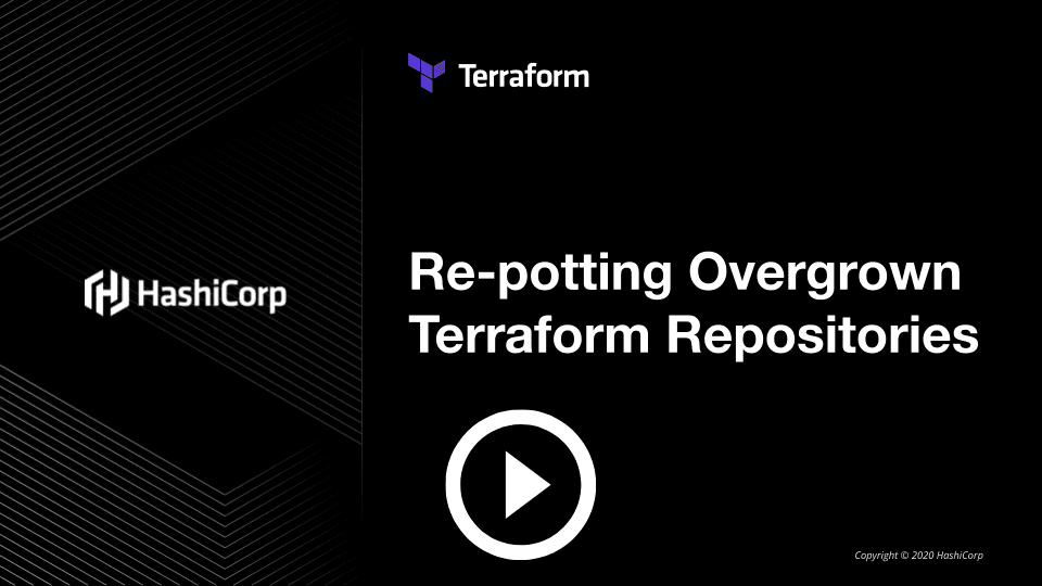 title slide for Repotting Terraform Repositories Talk